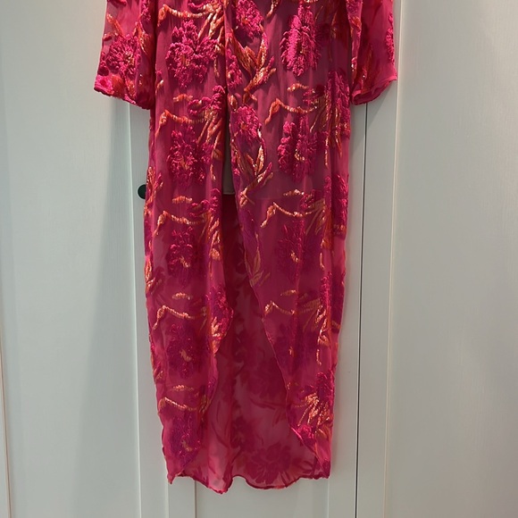 Fleur du Mal Fil Coupe Long Wrap Dress, Gia Pink, 2 - Picture 3 of 12